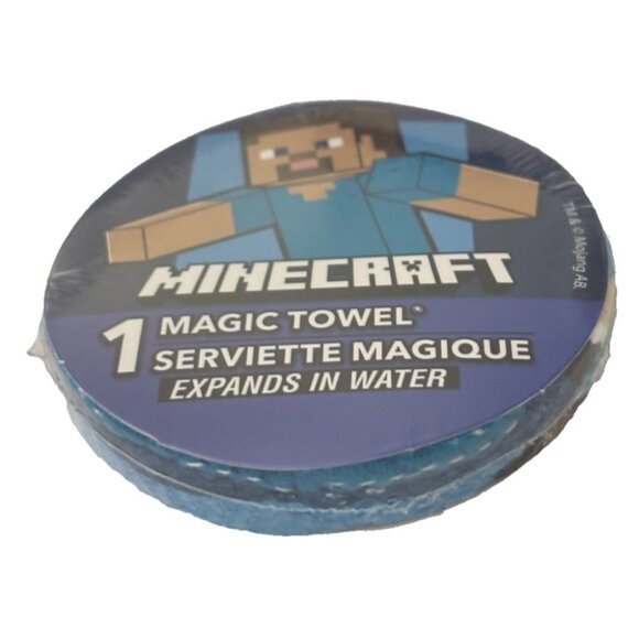 Minecraft Steve Magic Towel Face Cloth 1pcs Add Water Watch Expand Novelty - Picture 3 of 3